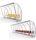 Spielerkabine Modell B mit Sitzschalen